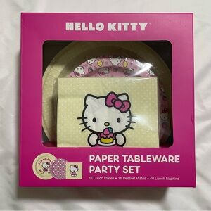 Hello Kitty Paper Tableware Party Set: 16 Lunch, 16 Dessert Plates, & 40 Napkins